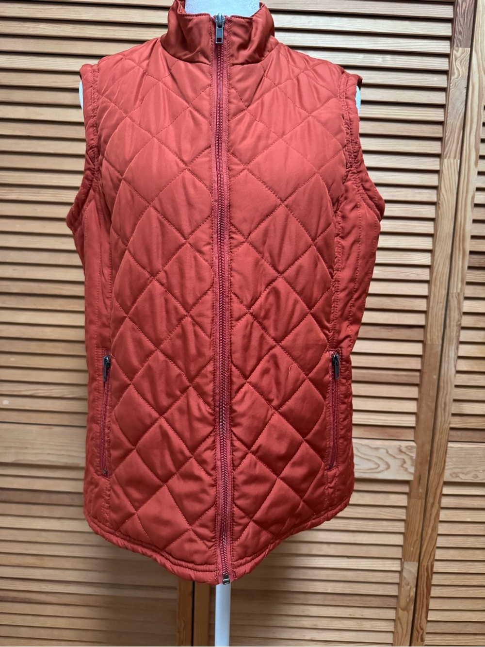 Relativity Rust Orange Diamond Quilted Zip-Up Vest Size Medium Cabincore